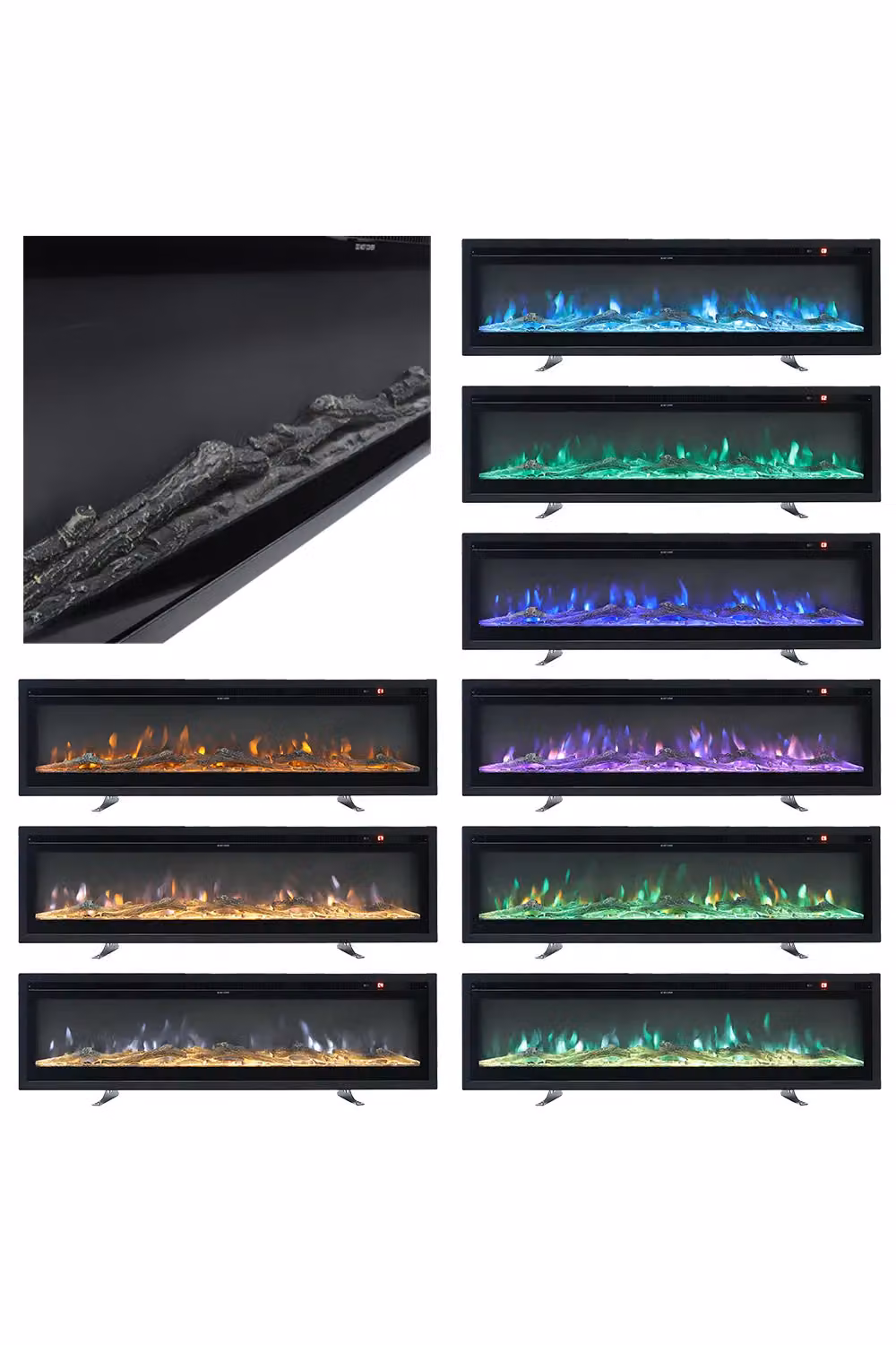 Living and Home 60 Inch Ultra Quiet Electrical Fireplace with Remote, Black – 3