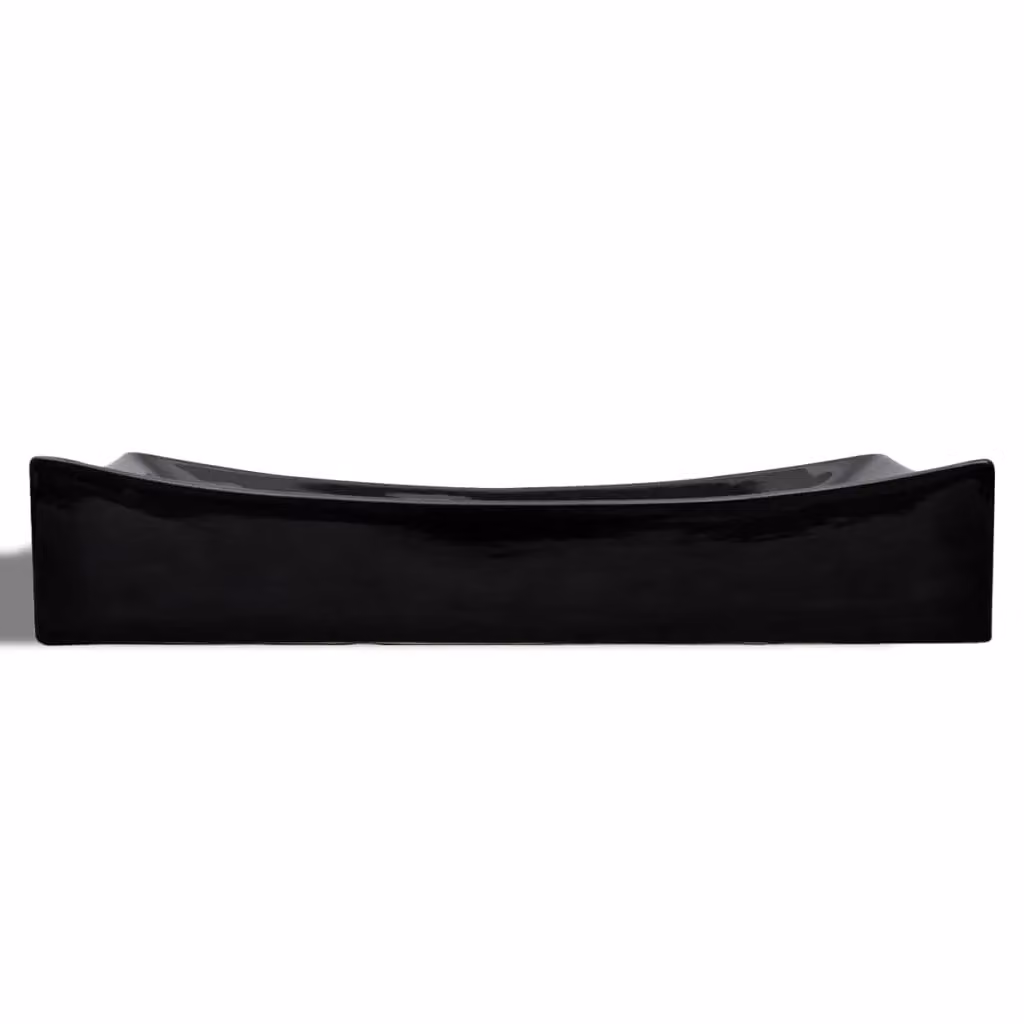 Berkfield Home Black Rectangular Ceramic Bathroom Sink Basin – 3