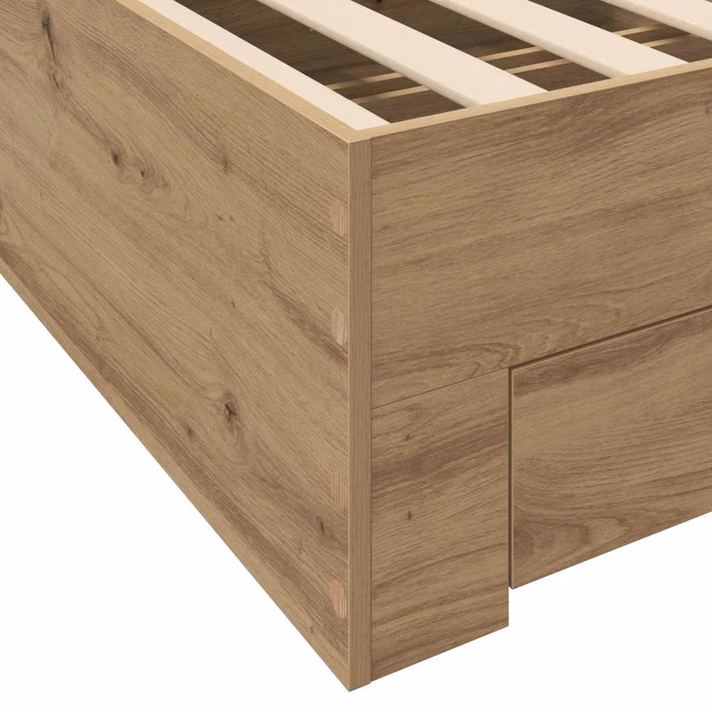 Berkfield Home Artisan Oak Bed Frame with Storage Drawers in Brown, W: 80 cm, L: 200 cm – 2