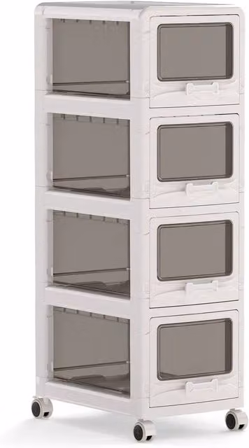 Havendro 4 Tier Rolling Plastic Drawer Storage Utility Cart in White