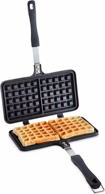 VonShef Non-Stick Dual Head Aluminium Stove Top Waffle Iron, Black