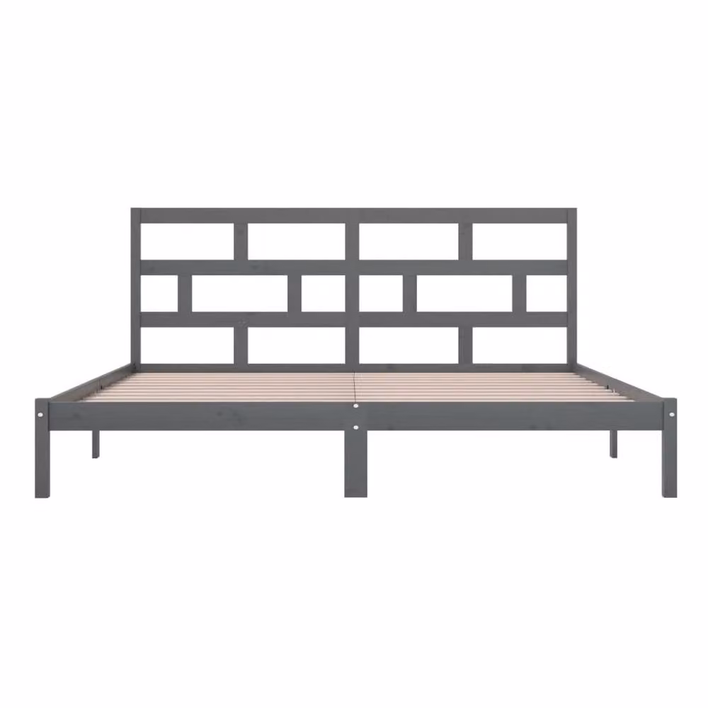 Berkfield Home Beautiful Bed Frame in Grey Solid Pine, 200 x 200 cm – 3