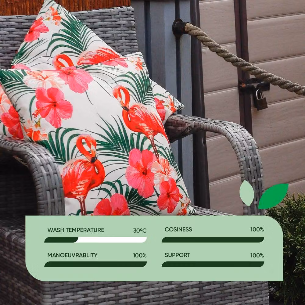 Gardenwize Pack of 2 Multicolour Flamingo and Palm Print Square Outdoor Scatter Cushions – 2