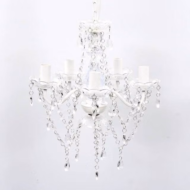 Berkfield Home Classic Crystal Ceiling Chandelier in White with 5 LED Bulbs