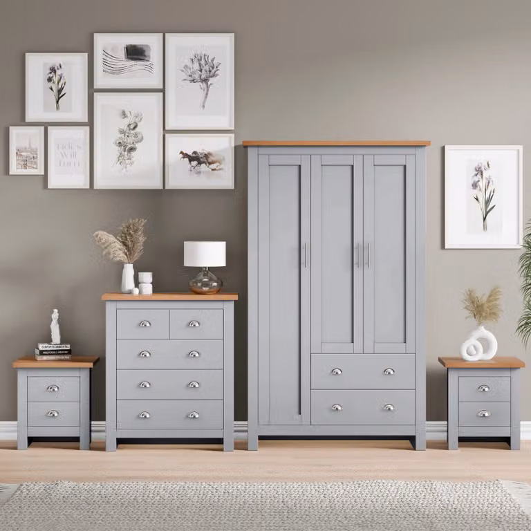 DHS Shaker 4 Piece Bedroom Set in Grey