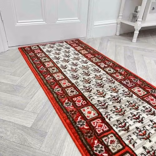 runrug Mayan Hallway Runner Rug, Red, W: 60 cm, L: 300 cm