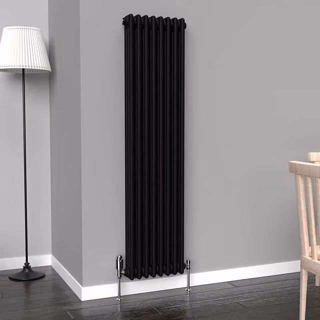 Lux Heat Vertical Coloured Column Radiator in Space Black, H 150 cm x W 38 cm