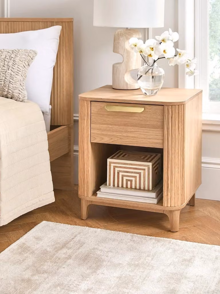 Very Home Carina 1 Drawer Bedside Chest in Brown and Gold, W/D/H: 43 x 50 x 60 cm
