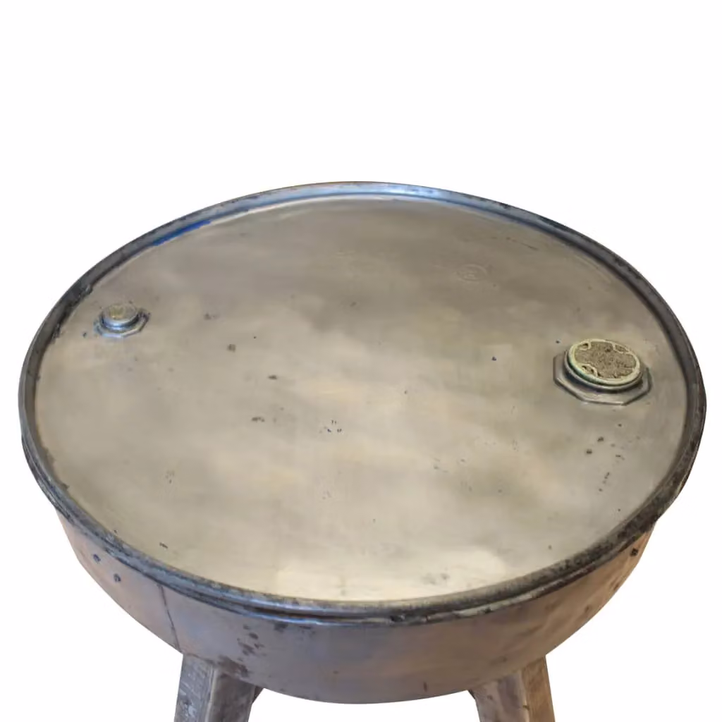 Berkfield Home Industrial Round Coffee Table in Brown and Silver, Solid Reclaimed Wood and Metal, W: 60 cm, D: 45 cm – 2