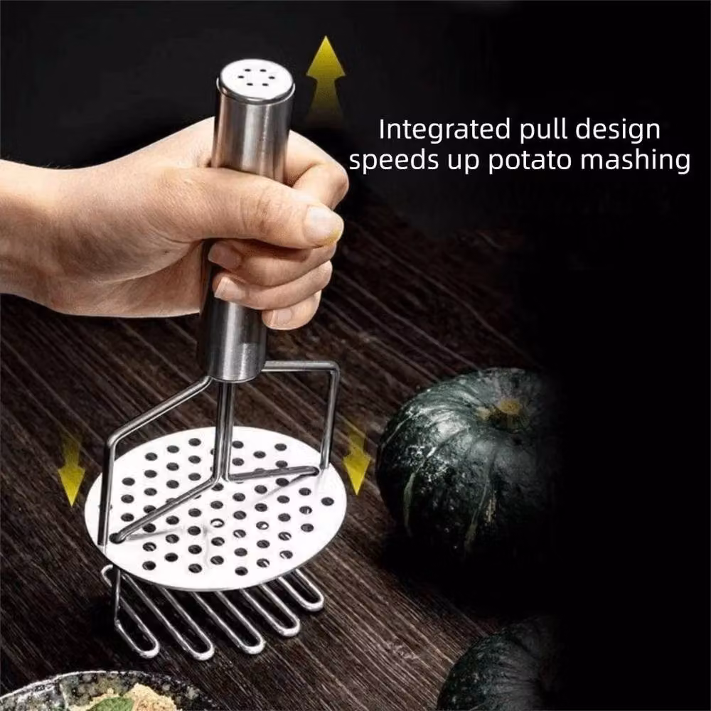 KORVIXA Silver Stainless Steel Double Layered Potato Masher and Ricer – 2