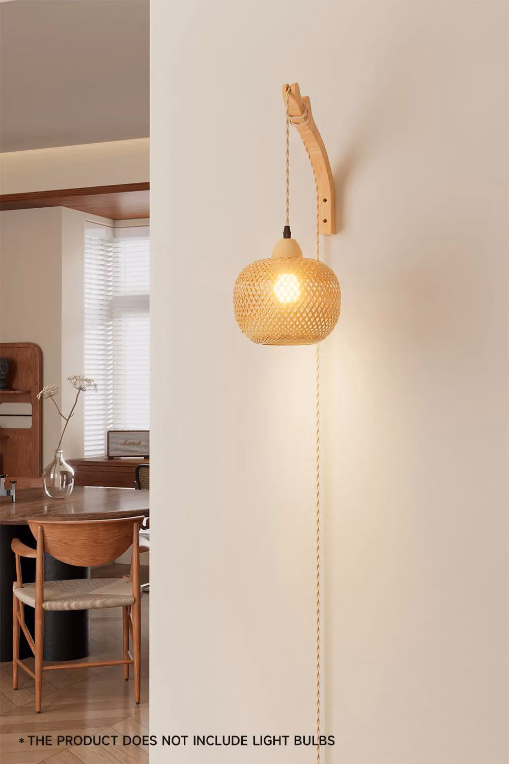 Living and Home Bamboo E27 Wall Light Lantern in Beige – 2