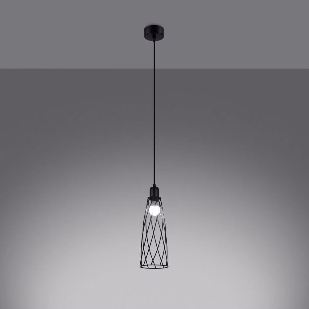 Sollux Lighting Industrial Metal Pendant Lamp in Black, W/D/H: 139 x 12 x 12 cm – 3