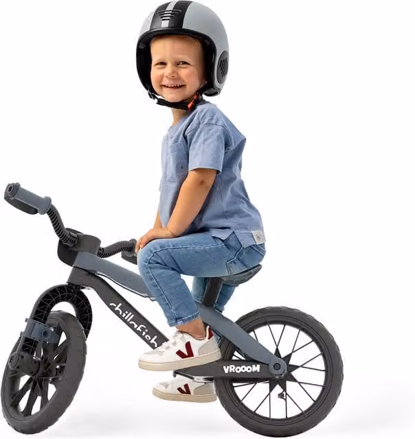 Chillafish Bmxie Vroom Anthracite Height Adjustable Balance Bike with Light and Sound Effects