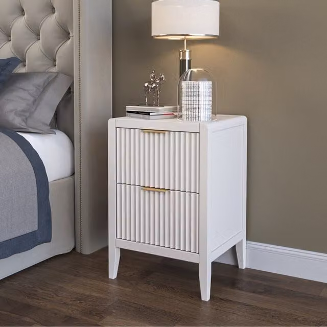 Cabinet Bits Modern Geometric White Metal Bedside Table