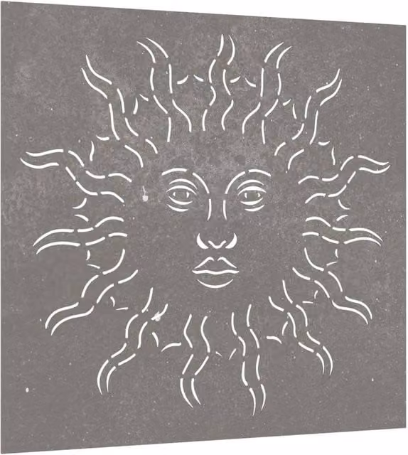 Berkfield Brown Corten Steel Sun Design Garden Wall Decoration, W/H: 55 x 55 cm