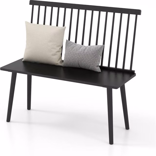 FORGEVIO Windsor Spindle Back Bench in Black