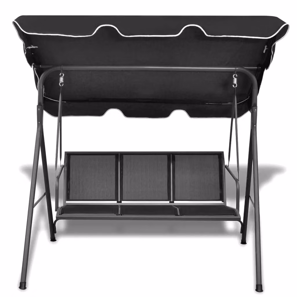 Berkfield Home Garden Swing Bench with Sun Canopy in Black – 2