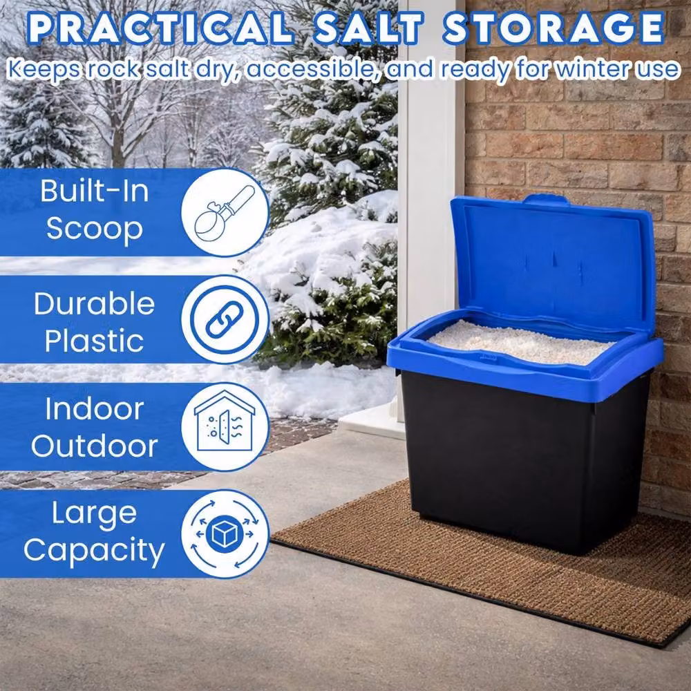 SPETLEK Blue Plastic Salt and Grit Storage Bin with Lid – 3