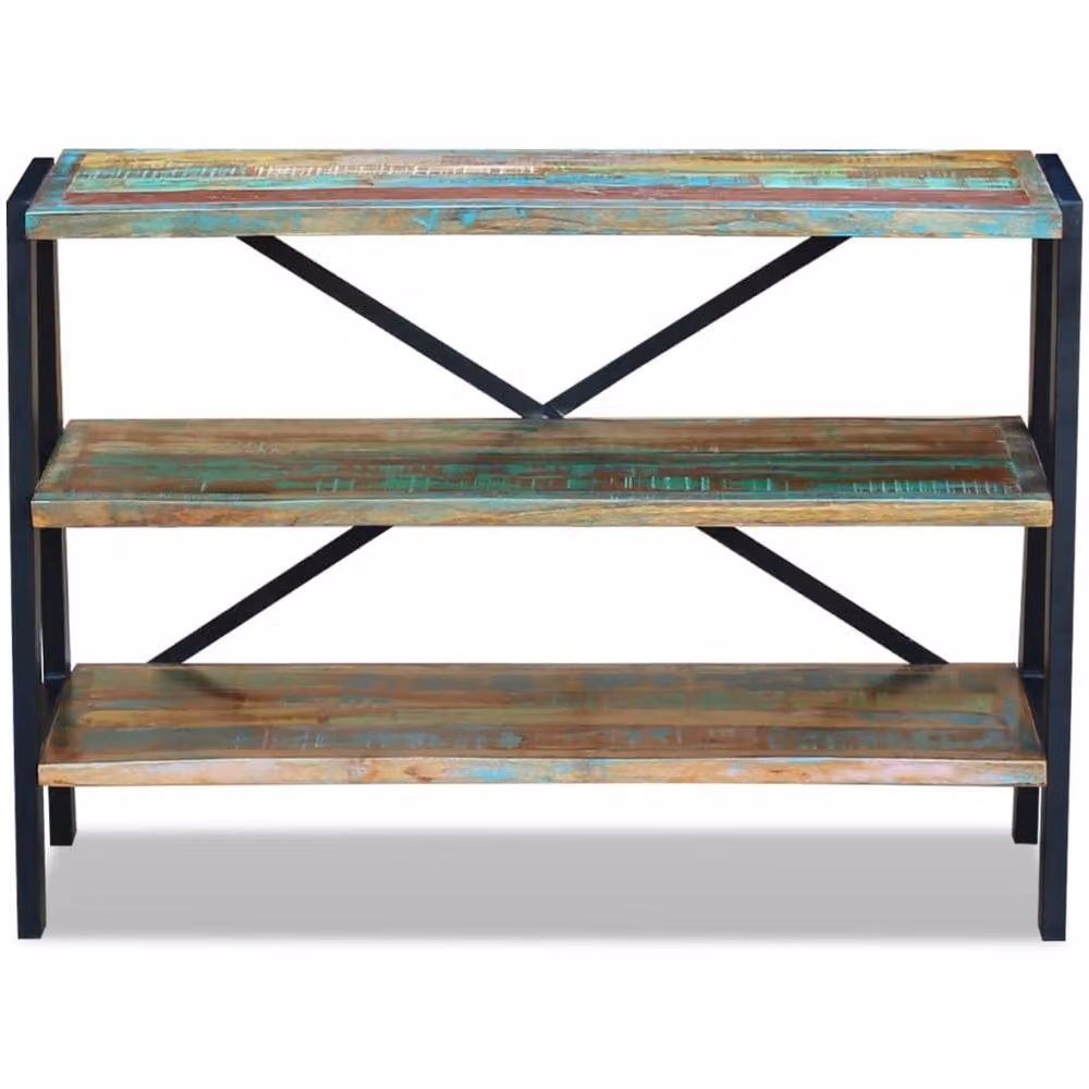 Berkfield Home Retro Sideboard with 3 Shelves in Multicolour Reclaimed Wood and Metal – 2