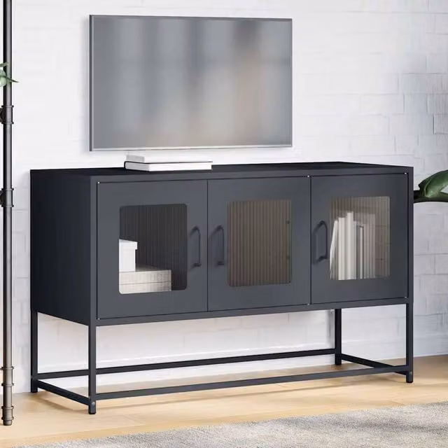 Berkfield Home TV Cabinet in Anthracite Grey, W/D/H: 100.5 x 39 x 60.5 cm – 1