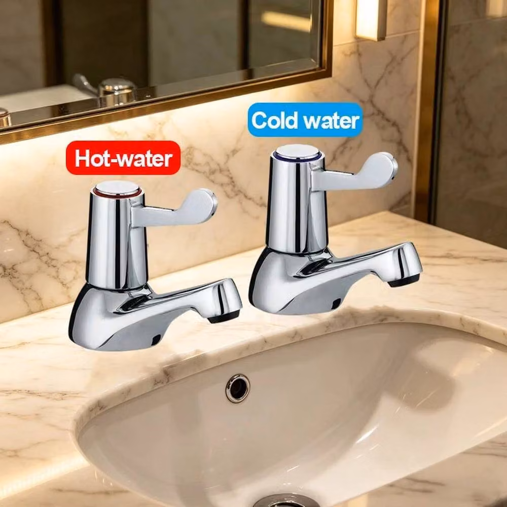 EONLION Silver Chrome Lever Basin Sink Pillar Tap for Disabled Access – 4