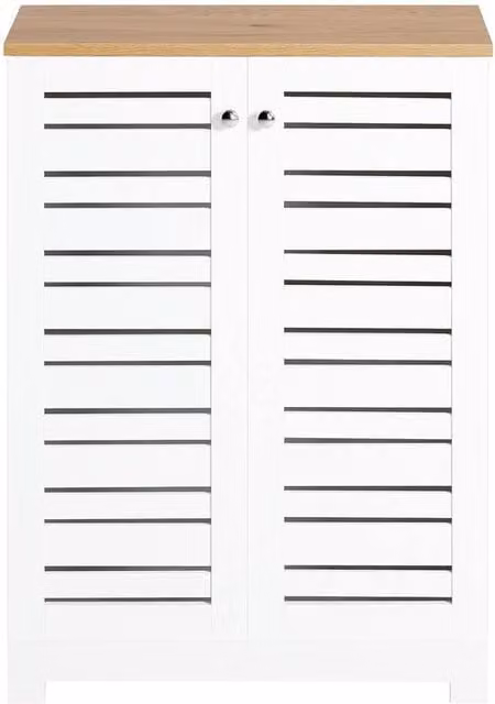 SoBuy Modern White Freestanding Bathroom Cabinet with Roll Shutter Doors and Internal Shelves – 1
