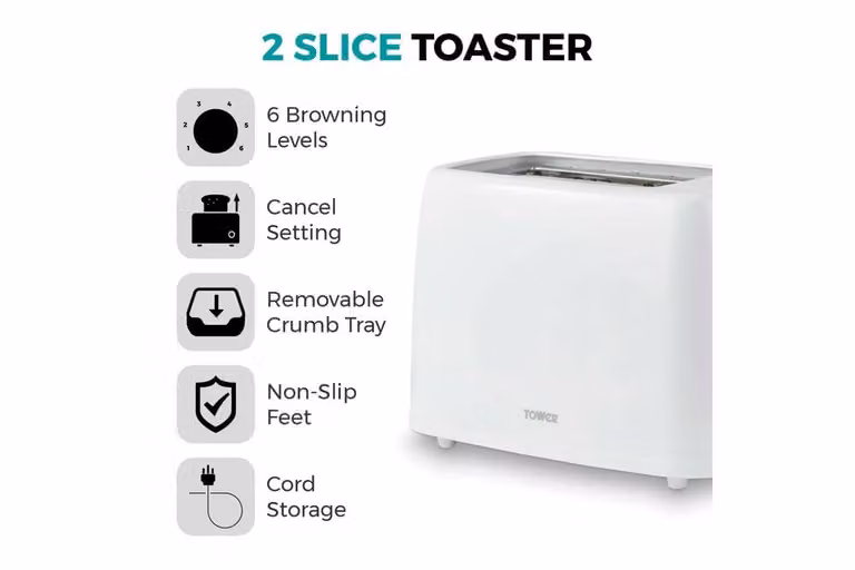 Tower Illuminating Glass Kettle and 2 Slice Toaster Set in White