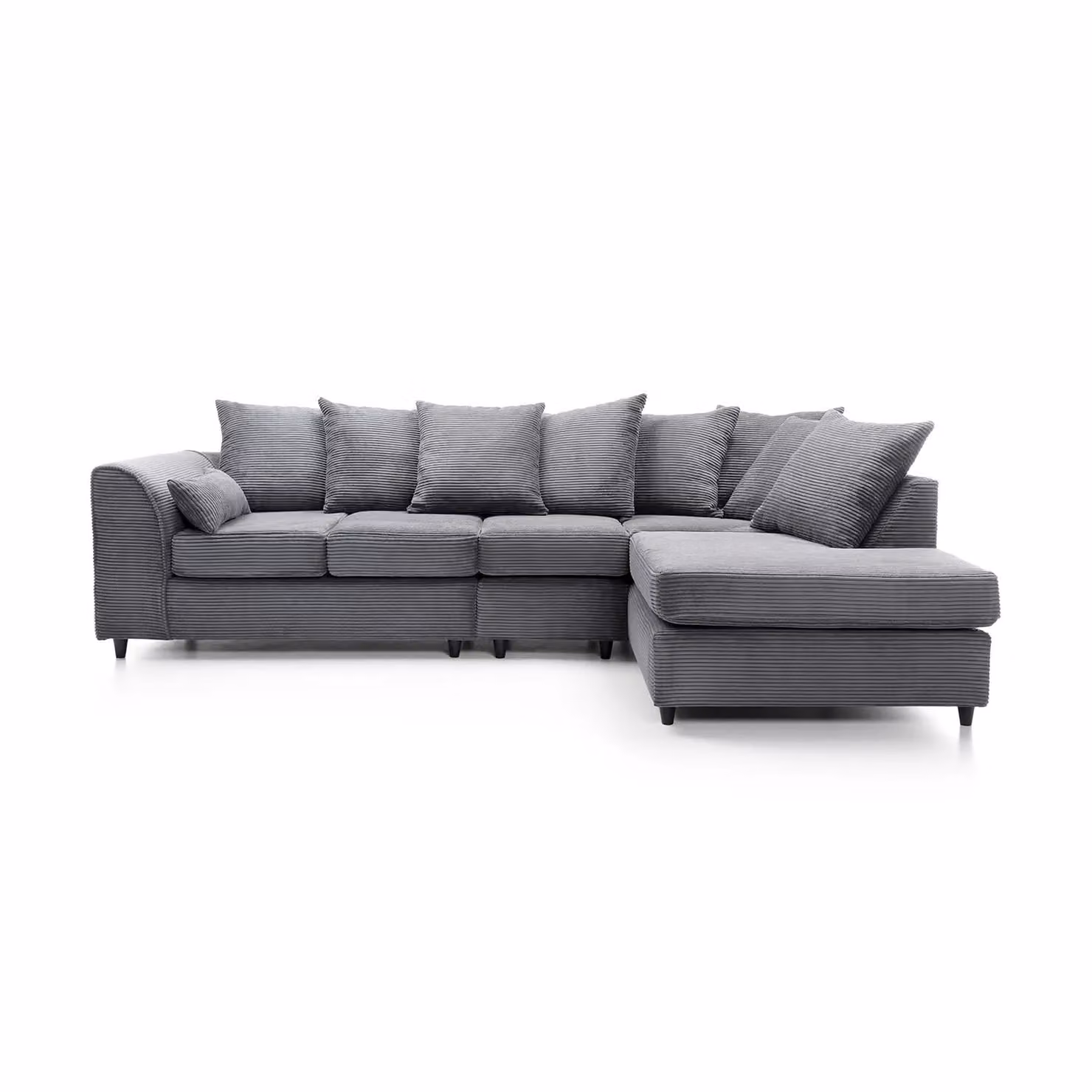 Abakus Direct Large L-Shaped Corner Sofa in Grey Jumbo Cord, Right Facing, W272 x D164 x H90 cm – 2
