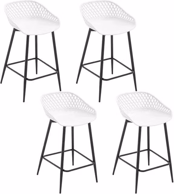 FORGEVIO Set of 4 Modern White Bar Stools for Kitchen and Breakfast Areas
