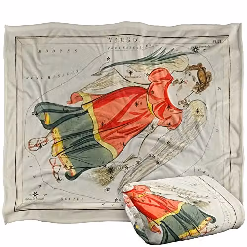 Graffitee Studios Vintage Virgo Zodiac Super Soft Fleece Throw Blanket, White, W/D/H: 152 x 127 cm