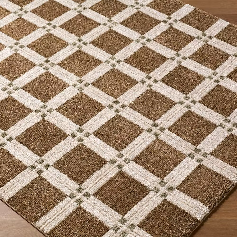 Livabliss La Luna Geometric Art Deco Living and Dining Rug in Dark Brown, White, Grey and Green, W: 200 cm, D: 275 cm – 6