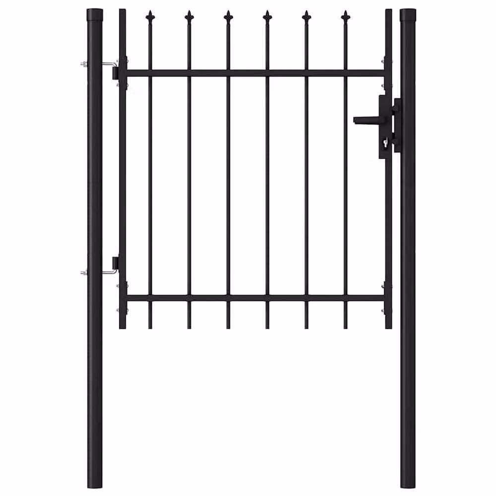 Berkfield Home Single Door Steel Fence Gate with Spike Top, Black, W: 100 cm, H: 100 cm – 4