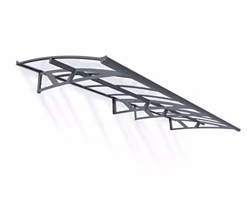 Palram Amsterdam 4460 Front Door Canopy, Grey and Transparent, W: 446 cm, D: 139 cm