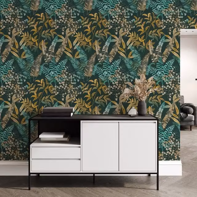 Superfresco Easy Temptation Floral Botanical Wallpaper in Midnight Blue and Multicolour