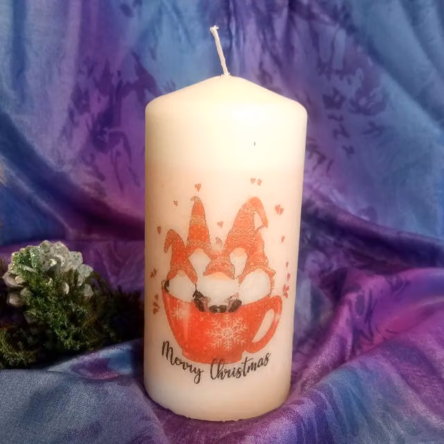 Viki Christmas Pillar Candle Gnomes in White, Set of 3