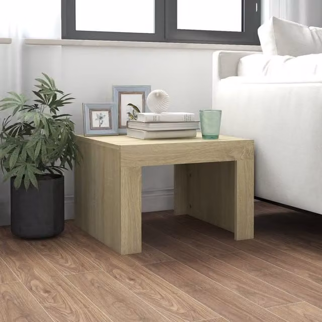 Berkfield Home Sonoma Oak Coffee Table in Brown, W/D/H: 50 x 50 x 35 cm