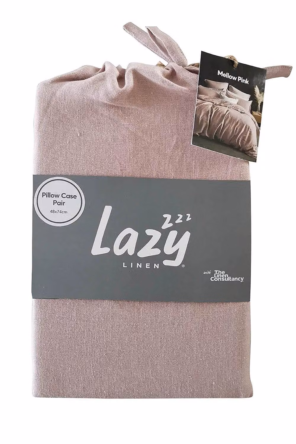 Lazy Linen Pure Washed Linen Pillowcase Pair in Pink – 2
