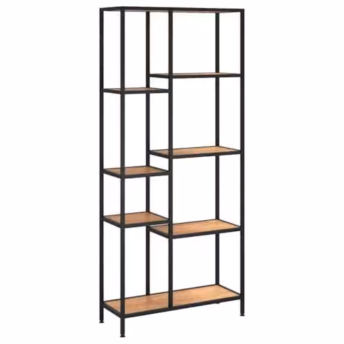 vidaXL Modern Book Shelf in Black and Brown, Metal and MDF, W/D/H: 80 x 30 x 180 cm – 1