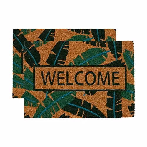 Nicola Spring Banana Leaf Coir Door Mat Set of 2, Multicolour, W/D: 60 x 40 cm – 1