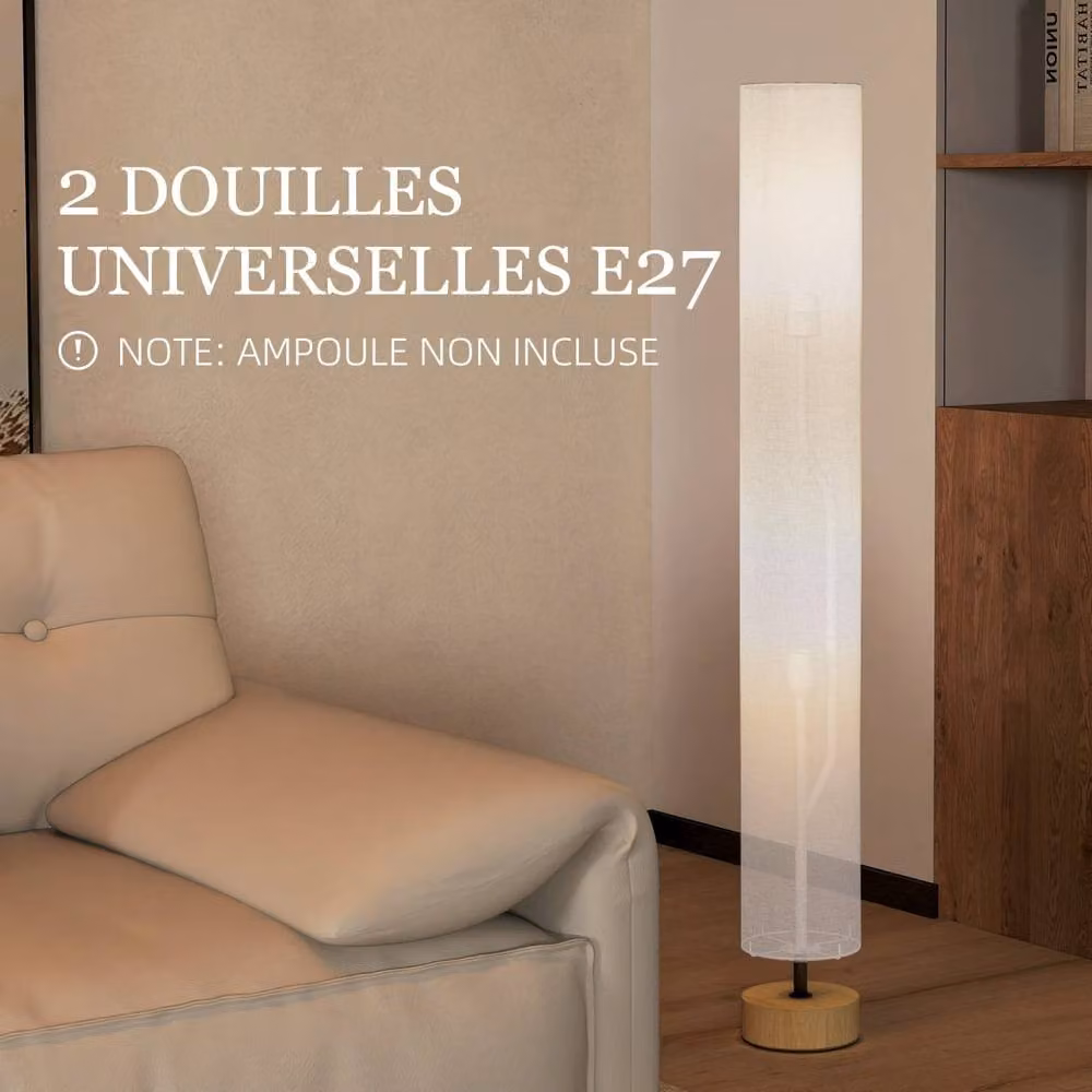 Wyld Haus Luretti Modern Floor Lamp in Grey Wood and Fabric, Height: 120 cm – 5