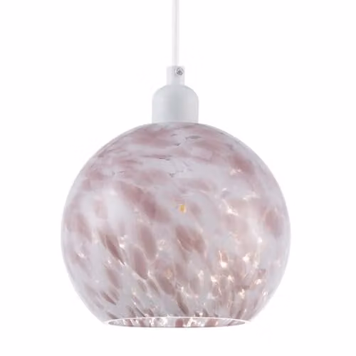 Happy Homewares Modern Pink and White Snowflake Glass Sphere Pendant Ceiling Lamp Shade W/D/H: 15 x 19 x 19 cm – 1