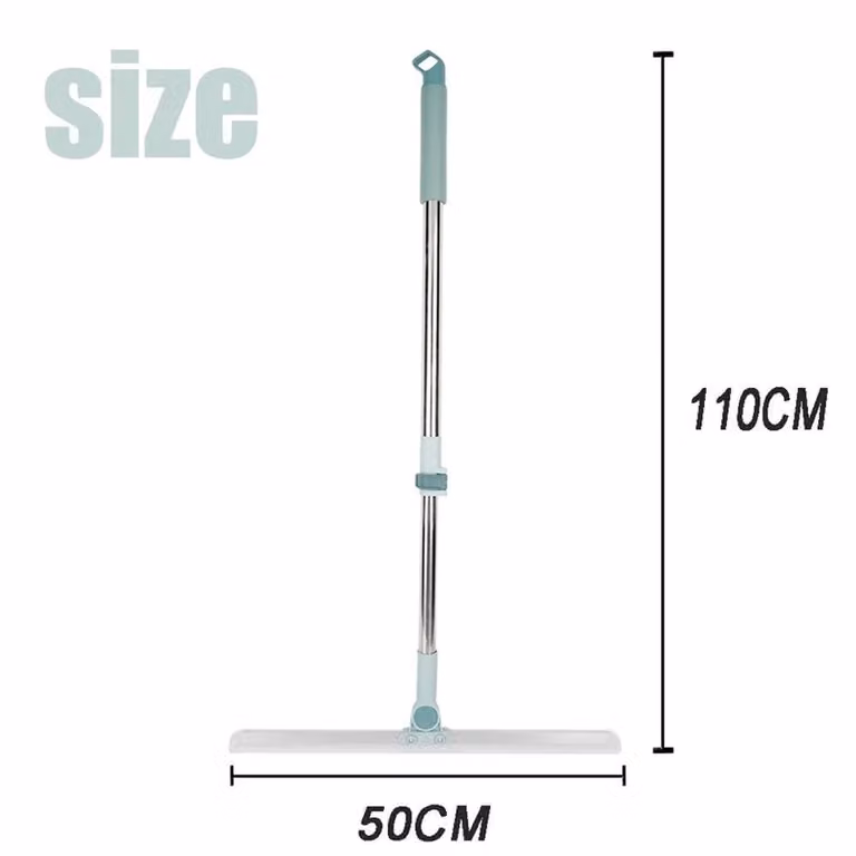 KORVIXA Magic Silicone Broom and Floor Cleaning Squeegee in Silver with Telescopic Handle