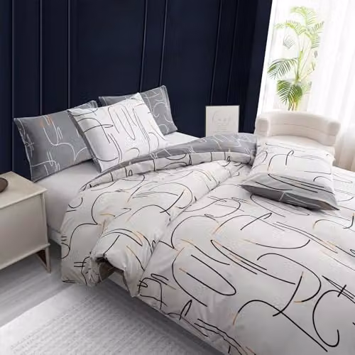 Pamposh Grey Single Duvet Cover and Pillowcase Set, Reversible Brushed Microfibre Bedding with Zip Closure, W: 135 cm x L: 200 cm and Pillowcase: 50 x 75 cm – 3