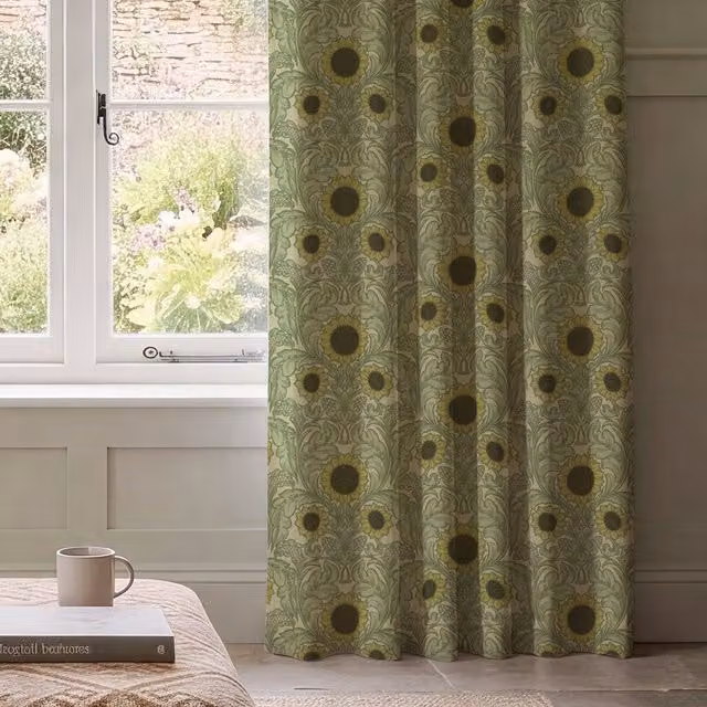HOUSE Llewelyn-Bowen Sunny Side Up Made To Measure Blackout Cotton Curtains in Green and Yellow