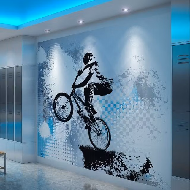 Origin Murals BMX Biking Wall Mural in Blue