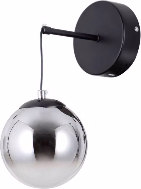 Netlighting Velada Globe LED Wall Light in Matt Black with Transparent Glass Sphere and 3000K Warm White Light