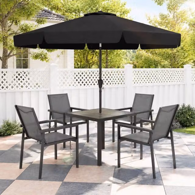 STILVORA 4-Seater Modern Dining Set with Grey Matt Metal and Glass Frame