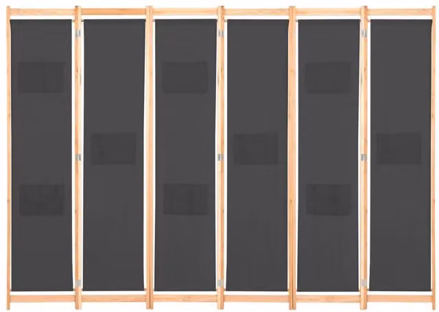 Berkfield Home 6-Panel Fabric Room Divider in Grey, W/D/H: 240 x 170 x 4 cm – 1