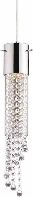 Ideal Lux Gocce 1 Light Chrome and Crystal Suspended Ceiling Pendant