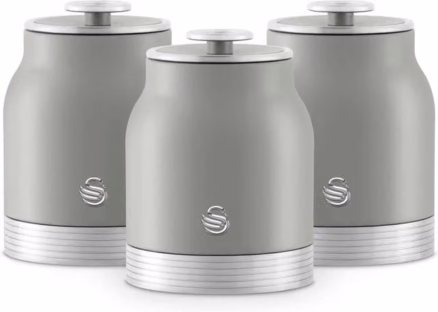 Swan Retro Revive 3 Piece Metal Canister Set in Black and Grey